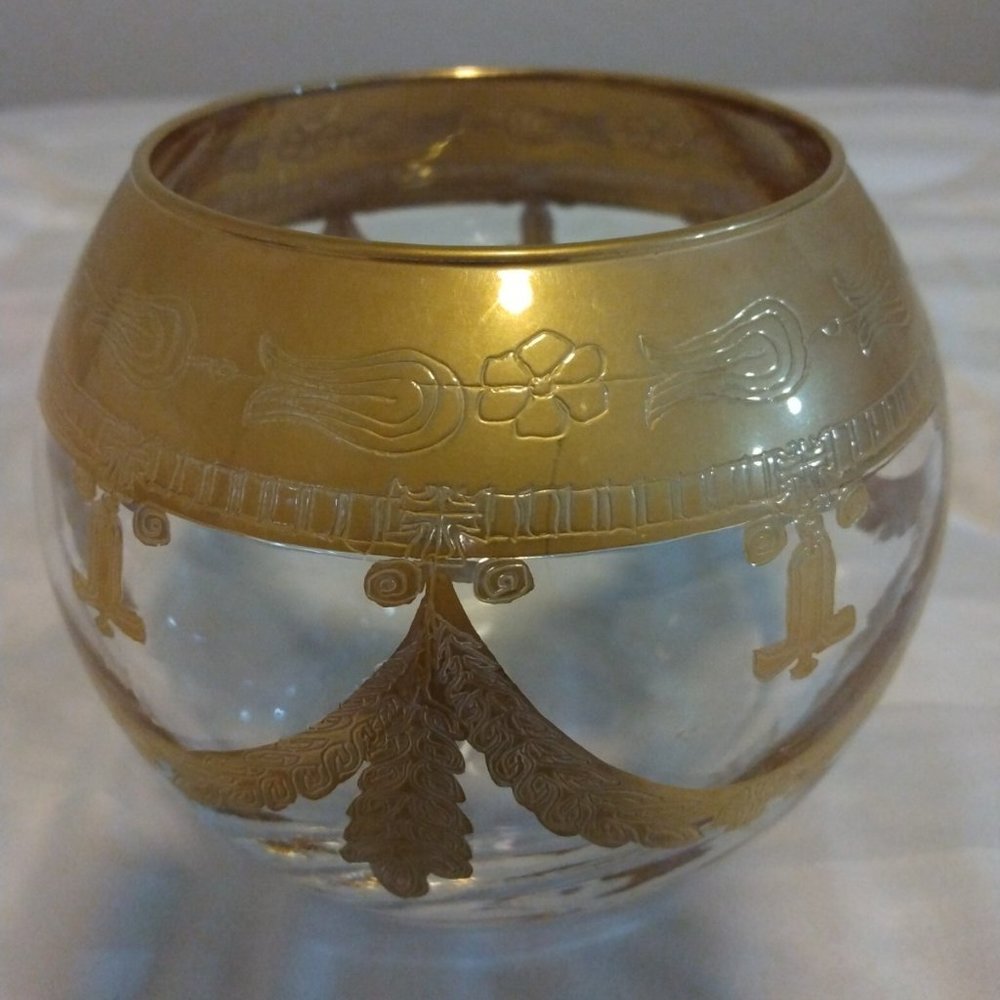 Vintage Arte Italica Medici w/24 Karat Gold Etching - Stemless Wine Glasses